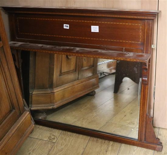 An Edwardian inlaid overmantel, W.104cm